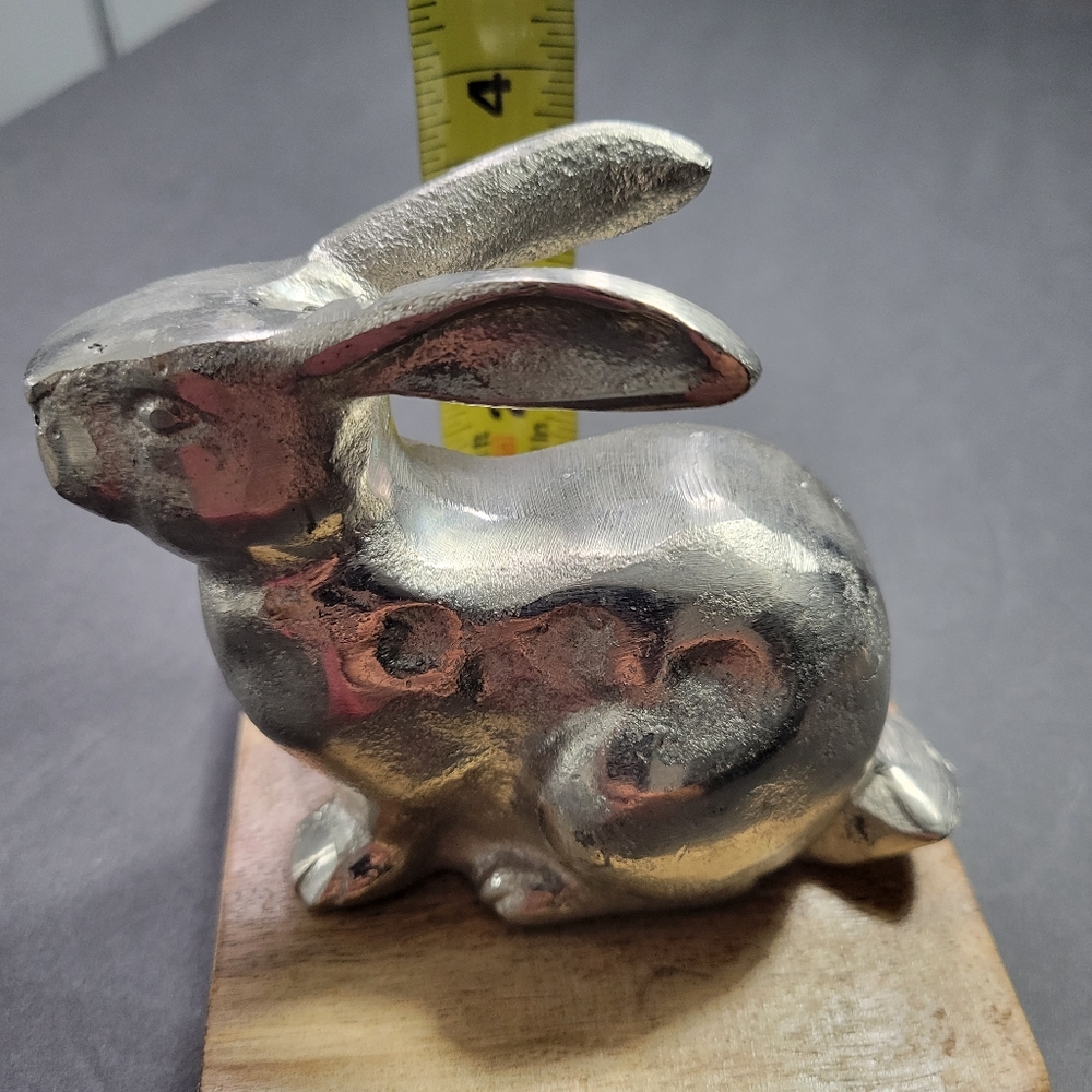 Silver Easter Bunny Rabbit Ears Back Sitting Rabbit, 4" - Picture 10 of 10